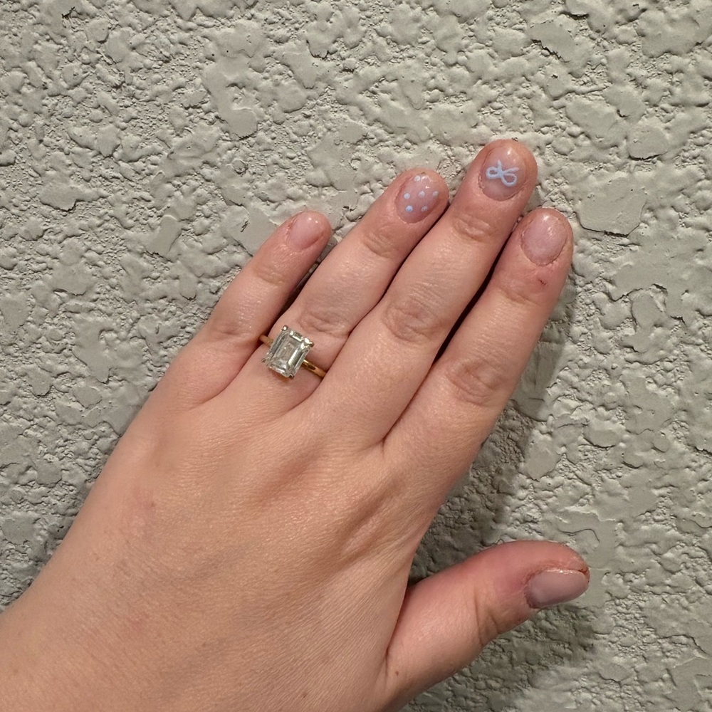3.5 carat moissanite 14k gold emerald cut engagement ring size 7 US